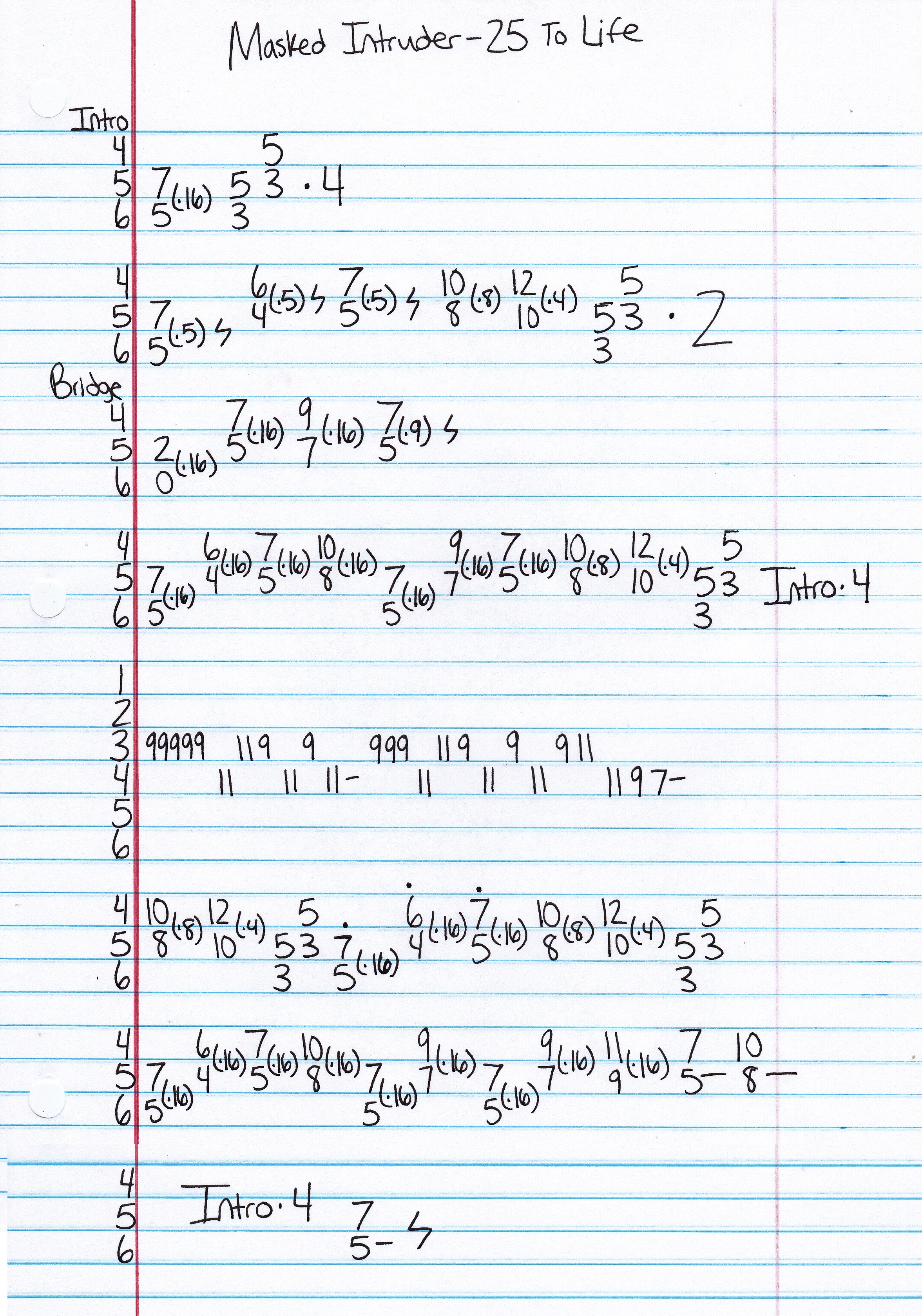 High quality guitar tab for 25 To Life by Masked Intruder off of the album Masked Intruder. ***Complete and accurate guitar tab!***